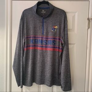 Mens Colosseum University of Kansas JAYHAWKS 1/4 zip Shirt/Pullover XL
